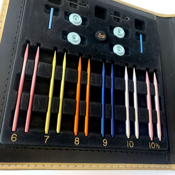 Vtg  Boye / Denise  Needle Master Set  Vinyl Atomic Pattern Snap Case - COMPLETE - Picture 2 of 5